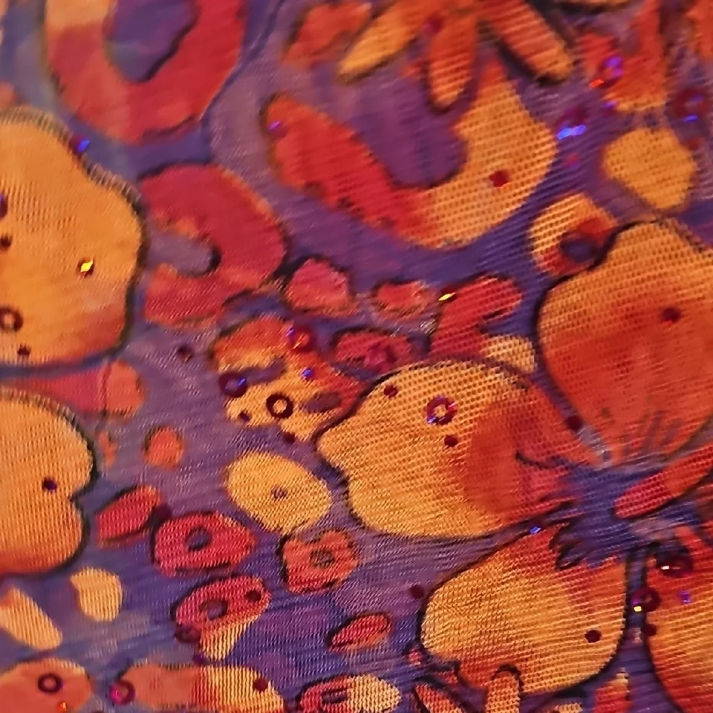 Justice Floral Girl's Top in Vibrant Orange and Purple Size 16